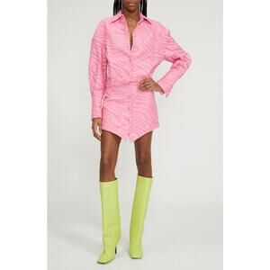 THE ATTICO Pink Silvye zebra-print fil coupé minidress size 46 / us XL